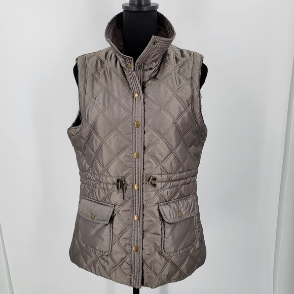 Mountain Lake Jackets & Blazers - Moutain Lake Quilted Vest Women's Medium Snap Button Up Pockets Green Gray